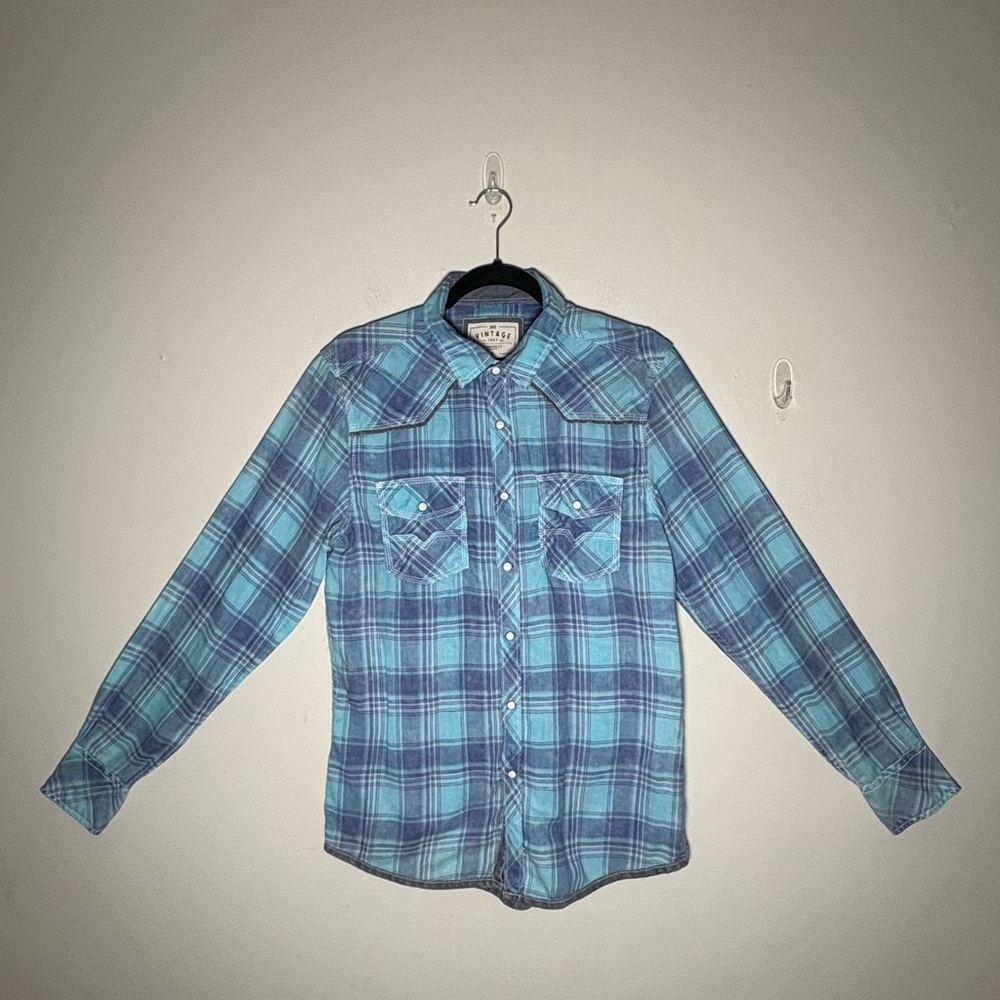 BKE Men’s Buckle Vintage Snap Button Long Sleeve Shirt Size M